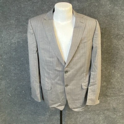 Blazer Z Zegna Para Hombres Gris Rayas Doble Ventilación Lana 2 Btn Talla EE. UU. 44R Euro 54R Foto 1 de 4