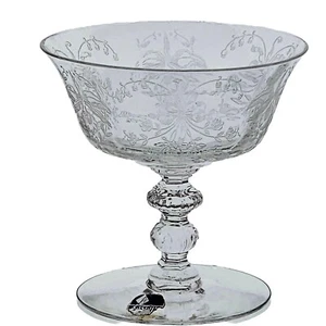 Heisey Orchid Etched Crystal Champagne Coupe Sherbet Glass 4" floral short stem - Picture 1 of 10