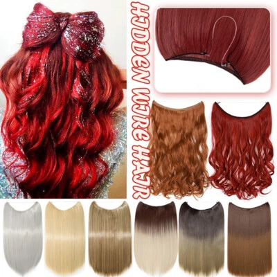 Long Invisible Head Band Hidden Wire In Thick One Piece Hair Extensions As Human - Image 1 of 4
