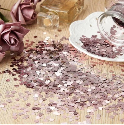 Valentines Heart Pink Table Confetti Metallic Shiny Reusable Decoration 30g - Image 1 of 4