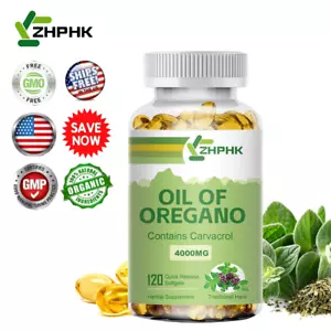 Oregano Oil Capsules 4000 mg | Contains Carvacrol Immune Support NON-GMO - Picture 1 of 14