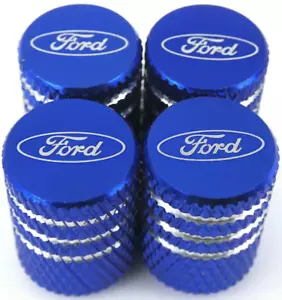 4x BLUE FORD Tire Valve Stem Caps For Car, Truck Universal Fitting SHIPS FREE - Picture 1 of 3