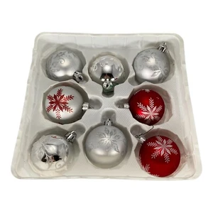 Celebrate It Sparkling Creations Glas Weihnachtsschmuck 8 rot silber weiß - Bild 1 von 8