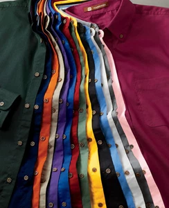 Harriton Men's 100% Cotton Long-Sleeve Teflon Coated Oxford Twill Shirt S-6XL - Picture 1 of 23