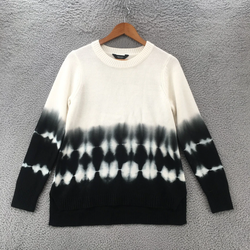 Simply Vera Pullover Sweater Womens S Black White Crew Neck Long Sleeve Knitted - Image 1 of 4