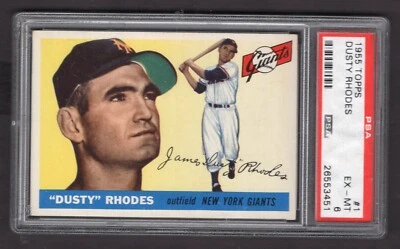 1955 TOPPS DUSTY RHODES CARD NO:1  PSA 6 EXMINT CONDITION - Image 1 of 2