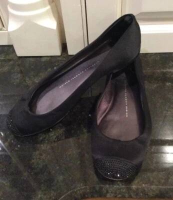 Pisos Giuseppi Zanotti negros satinados diamantados, talla 35, talla 4 EE. UU. Foto 1 de 4