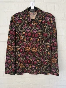 Vintage Elementz Jacket Women Sz L Floral Full Zip 90s Long Sleeve ✨ - Picture 1 of 11