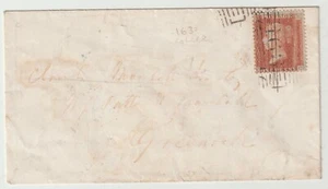 1857 LOCAL GREENOCK RARE ROLLER CANCELLATION - RENFREWSHIRE - ADDRESS BLEACHED - Picture 1 of 3