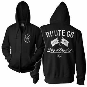 Offiziell lizenzierter Route 66 Los Angeles Hoodie mit Reißverschluss S-XXL Größen - Bild 1 von 3