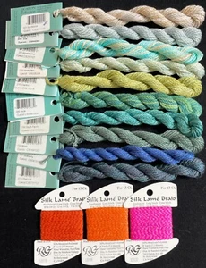 13xNeedlepoint/Embroidery CARON Watercolours 3ply cotton/RG 13ct Silk Lame-JW1 - Picture 1 of 1