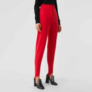 Women Burberry Pans Stirrup Pants Leggings Pull On Red Size UK8 US6 IT40 - Picture 1 of 11