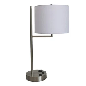 Fangio Lighting 20" Tech-Friendly Metal Table Lamp, Nickel - W-1752XUSB - Picture 1 of 1