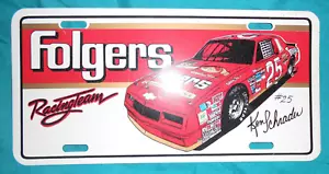 1989 Ken Schrader NASCAR Racing Metal License Plate FOLGERS - Picture 1 of 3