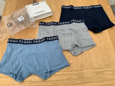 Farah 3 Pack Boy's Trunks Boxer Shorts 14-15 Years New BNIP
