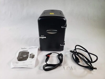 Koolatron Retro Mini Portable Compact Fridge 4L With 12V and AC Cords, Black - Image 1 of 4