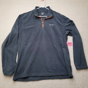 Eddie Bauer Herren grau einfarbig Langarm 1/4 Reißverschluss Fleece Pullover 100% Poly Gr. XL - Bild 1 von 16
