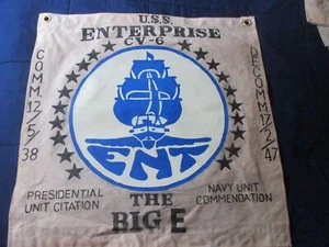 Segunda Guerra Mundial Marina de los Estados Unidos Empresa de los Estados Unidos Grande "E" Portaaviones Habitación Lista Bandera de Pared - Imagen 1 de 3