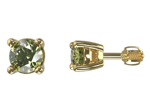 Ohrstecker mit Kreis Moldavit in Weiß- und Gelbgold - Bild 1 von 21