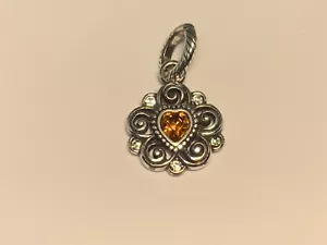 🌸 Charm Brighton Argento Fiore Citrino Cuore Pietra Nascita Pensionato (C12) Nuovo senza etichette🌸 - Foto 1 di 4