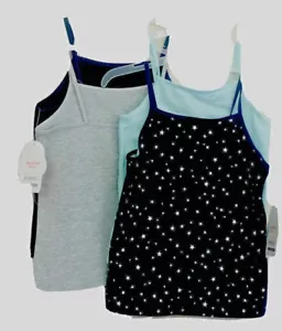 2er Set Wonder Nation Mädchen Trägertop Neu Einfarbig Sterne Stretch Baumwolle XS 4-5 5K36 - Bild 1 von 7