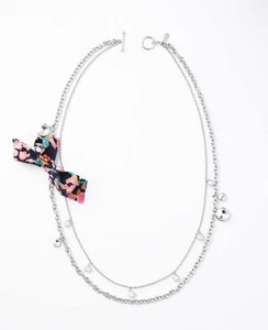 Brand NEW Ann Taylor Floral Bow Layering Necklace Silver - Picture 1 of 3