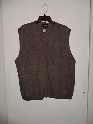 Vintage Eddie Bauer Sweater Vest Button Up V Neck Marbled Brown XL Grandpacore - Image 1 of 4