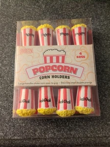 4er Set Maishalter Popcorn große Griffe Easy Grip Edelstahl 8 Stück Neu - Bild 1 von 2
