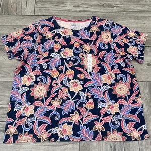 Croft & Barrow Übergröße 4X Large mehrfarbig Blumenmuster Rundhalsausschnitt das klassische T-Shirt - Bild 1 von 3