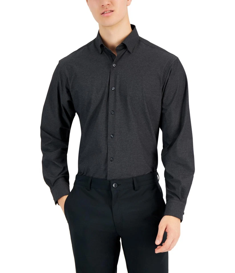Camisa de vestir con botones lista para viajar Alfani para hombre Foto 1 de 1