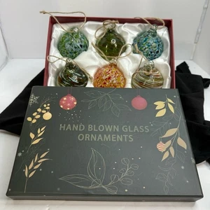 Hand Blown Glass Ornaments Set - 6 Multicolor - Bild 1 von 9
