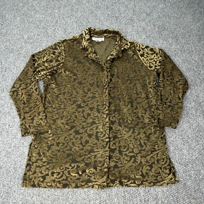 Blusa De Colección Diane Von Furstenberg Para Mujer 1X Negro Dorado Terciopelo Burnout EE. UU. 90s Foto 1 de 4