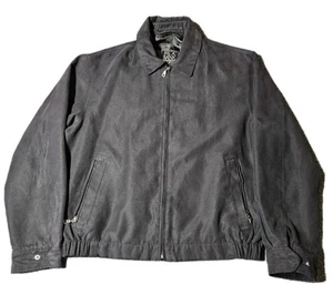 Jos A Bank Jacket Mens Medium Black Full Zip Bomber Style Faux Suede Preppy  - Picture 1 of 10