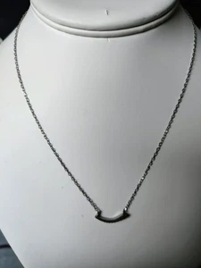Kendra Scott Elisa Silver Bar Necklace Green Crystal Crescent Pendant 16"+2" Ext - Picture 1 of 13