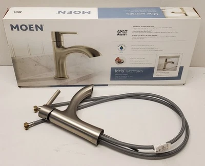 Moen Idris 84577SRN Bathroom Faucet Single Hole Brushed Nickel Finish SEE DETAIL - Image 1 of 4
