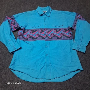 Vintage Wrangler Brushpopper Shirt X Long Tails Aztec Cowboy Western 16 1/2-34 - Picture 1 of 11