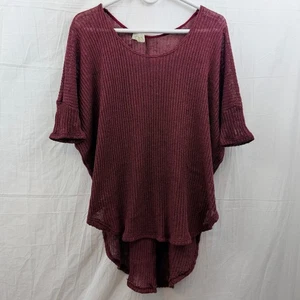 Suéter ligero de manga corta alto-bajo para mujer XS borgoña - Imagen 1 de 6