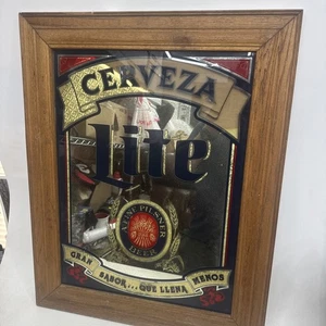 Insegna Vintage Miller Lite Cerveza Specchio Birra Bar Uomo Grotta 30 per 24 - Foto 1 di 6