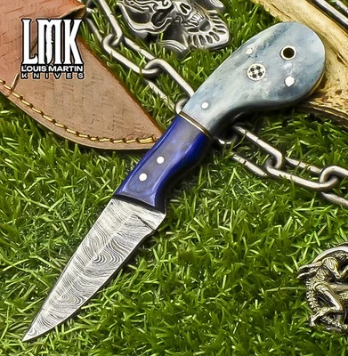 Cuchillo desollador LMK Hot Item Twist hueso de Damasco refuerzo de madera táctico Bushcraft Foto 1 de 4