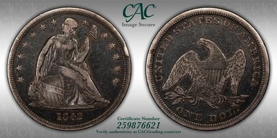 Dólar libertad sentada 1842 CAC CACG en muy buen estado detalles limpios Foto 1 de 4