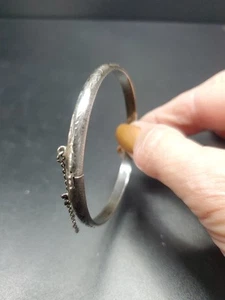 Bracciale di sicurezza vintage in argento sterling massiccio 925 con cerniera - Foto 1 di 10