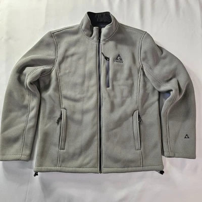 Gerry Men’s Large Full Zip Jacket Gray Waffle Knit Heavyweight Fleece Outdoor - Image 1 of 4