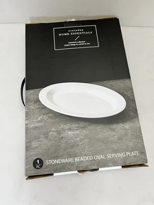 Everyday Home Essentials Stoneware Beaded Oval Serving Plate 16.5"w x 11"d x 1.5 - Image 1 of 4