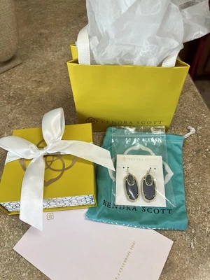 Beautiful Rare Kendra Scott Emmy Drop Purple Iolite Earrings. RETIRED - Image 1 of 4