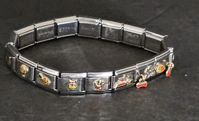Pulsera italiana de acero inoxidable ZOPPINI detalles de oro de 18 quilates "dijes raros de Disney" Foto 1 de 4