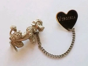 Broche prendedor firmado numerado Roma caniche 3D correa de perro a Virginia corazón grabado - Imagen 1 de 12