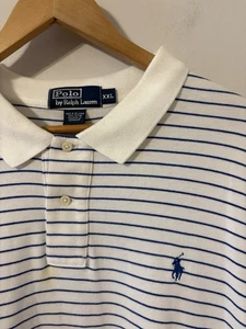 Vintage Polo By Ralph Lauren Poloshirt Gr. XL Blau Streifen Blau Pony Old Money - Bild 1 von 11