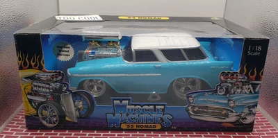 Muscle Machines  1/18 Scale  55 Chevy Nomad Teal/White - Image 1 of 4