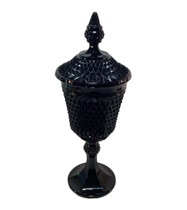 Indiana Glas Diadem Black Diamond Point Apotheker Glas Süßigkeiten mit Deckel 15,5 Zoll *EUC* - Bild 1 von 6