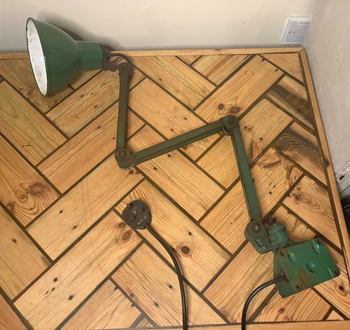 Vintage 3 Arm Industrial Machinist Lamp Light- Green Enamel- Made In ...